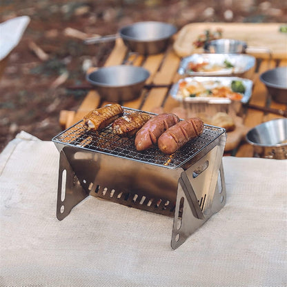 Portable Folding BBQ Grill – Compact Stainless Steel Charcoal Camping Stove