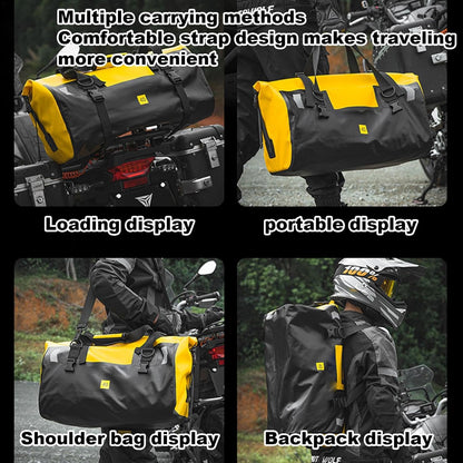 Adventure Waterproof Motorcycle Tail Bag – 40L/66L Heavy-Duty Tarpaulin Dry Duffle Bag for Touring