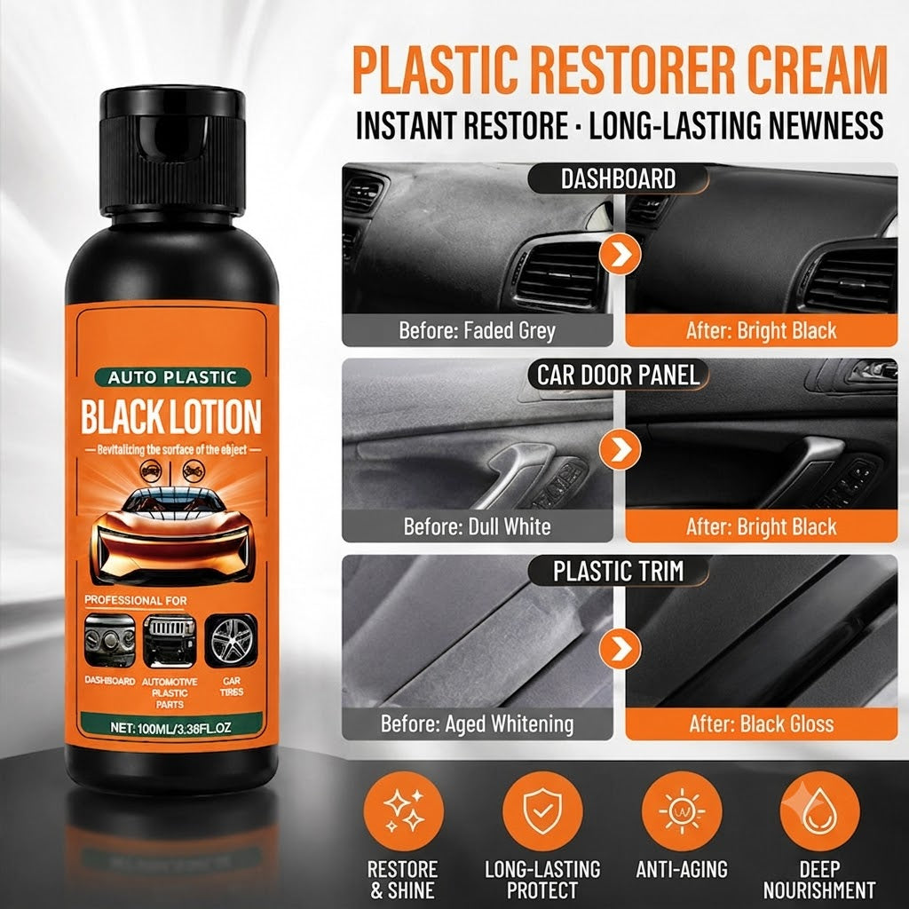 100ml Auto Plastic Restorer Kit Black Lotion for Dashboard Door Panel Bumper Tire Trim