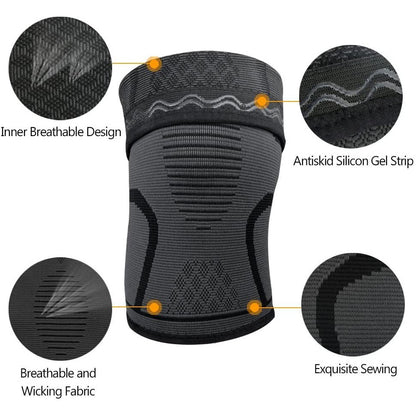 Knee Brace Compression Sleeve | Joint Pain Relief Support for Running Arthritis and Gym Workouts | Anti-Slip Silicone Knee Pad