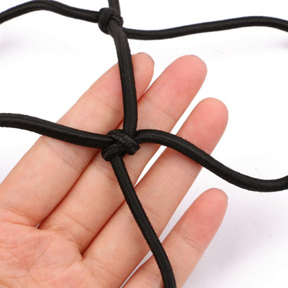 Heavy-Duty Motorcycle Cargo Net – 30x30cm High-Stretch Bungee with 6 Non-Scratch Hooks | Secure Helmets, Groceries & Gear