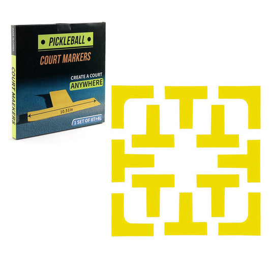 Pickleball Court Markers 12-Piece Silicone - Indoor & Outdoor Boundary Lines Play Anywhere