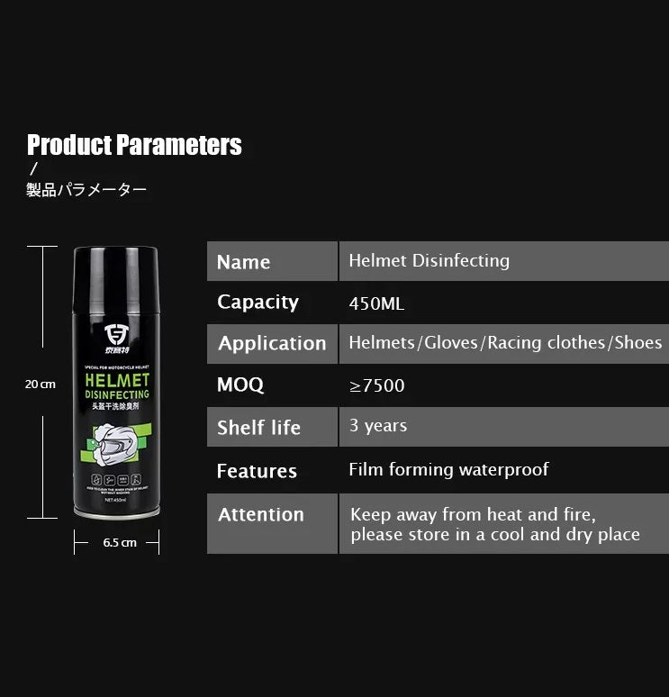 Waterless Foaming Helmet Cleaner (450ml) – Deep Clean & Deodorize Interior Liners, Shells & Visors | Instant Freshness for Riders