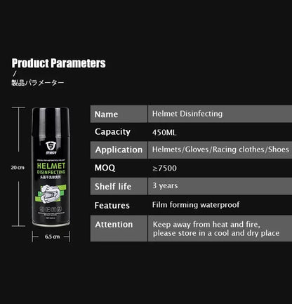 Waterless Foaming Helmet Cleaner (450ml) – Deep Clean & Deodorize Interior Liners, Shells & Visors | Instant Freshness for Riders