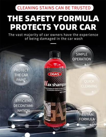 OGAS 500ml Wash & Wax Snow Foam Shampoo – Rich Suds pH-Balanced Paint Protection