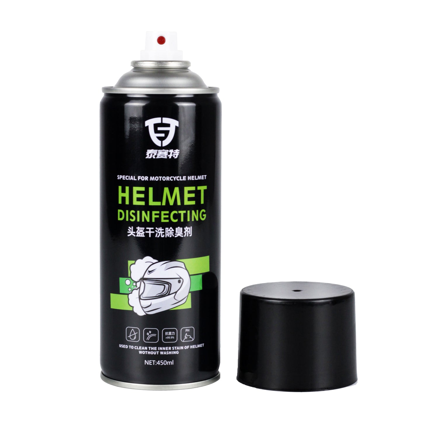 Waterless Foaming Helmet Cleaner (450ml) – Deep Clean & Deodorize Interior Liners, Shells & Visors | Instant Freshness for Riders