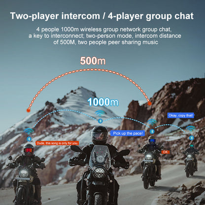 Y5X Helmet Bluetooth Headset – 4-User Group Intercom, Music Sharing & IPX6 Waterproofing
