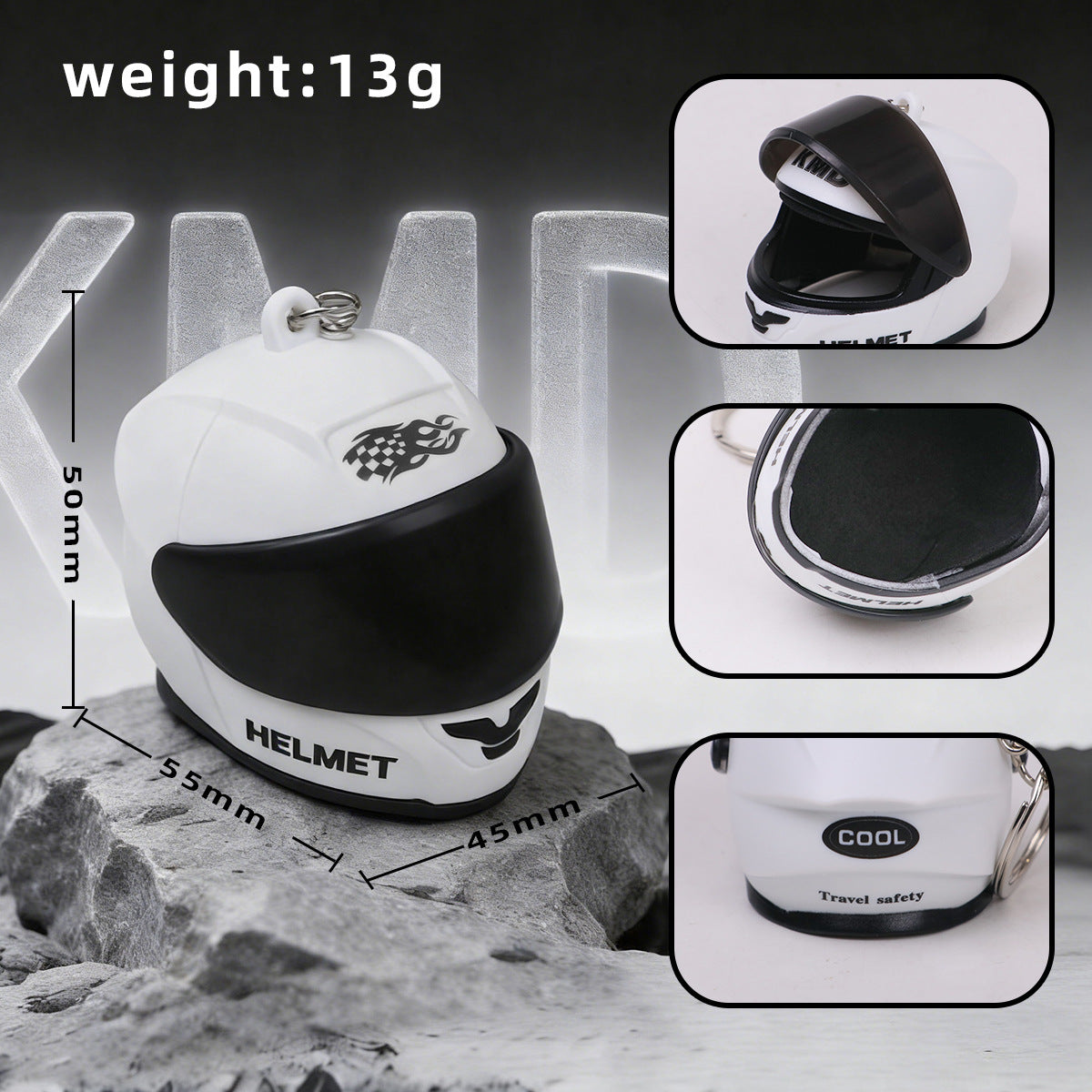 LED Motorcycle Helmet Keychain & Mini Flashlight – Creative Flip-Visor Keyring & Bag Night Light