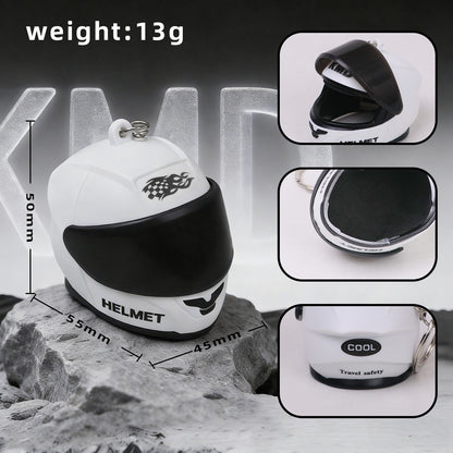 LED Motorcycle Helmet Keychain & Mini Flashlight – Creative Flip-Visor Keyring & Bag Night Light
