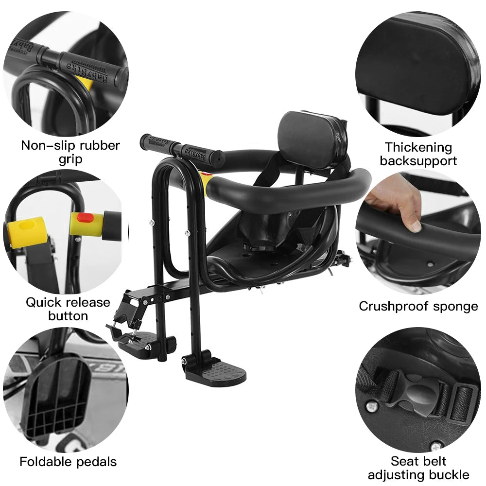 Front-Mounted Safe-View Child Bike Seat – Universal Fit for MTB & Folding Bikes
