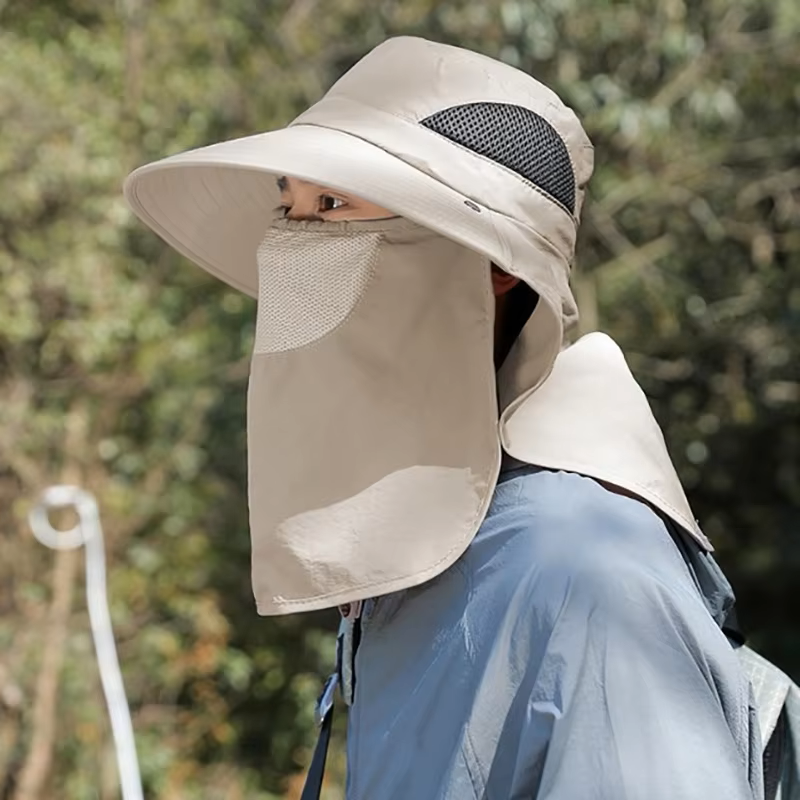 Unisex Fisherman Sun Hat with Wide Brim & Neck Flap UV Protection Outdoor Hats