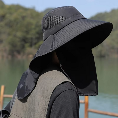 Unisex Fisherman Sun Hat with Wide Brim & Neck Flap UV Protection Outdoor Hats