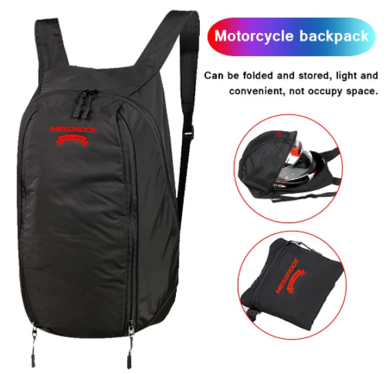 Foldable Motorcycle Helmet Bag Backpack – Water Resistant 24L Expandable Carrier for Full Face & Modular Helmets