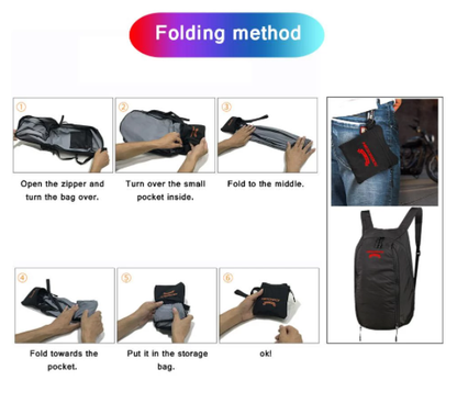 Foldable Motorcycle Helmet Bag Backpack – Water Resistant 24L Expandable Carrier for Full Face & Modular Helmets