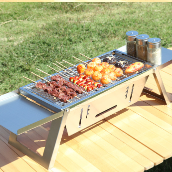 Large Portable Charcoal Grill C – 73cm Folding Stainless Steel BBQ for Camping & Picnics