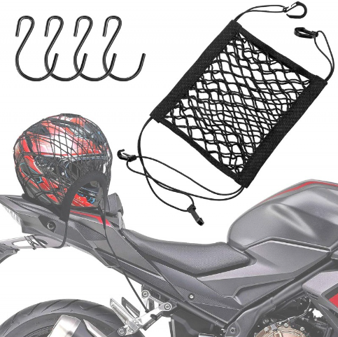 Double-Layer Cargo Net with Storage Pocket – Universal Motorcycle Organizer