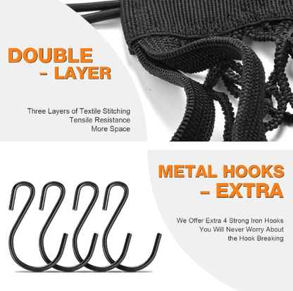 Double-Layer Cargo Net with Storage Pocket – Universal Motorcycle Organizer