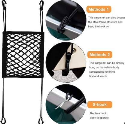 Double-Layer Cargo Net with Storage Pocket – Universal Motorcycle Organizer