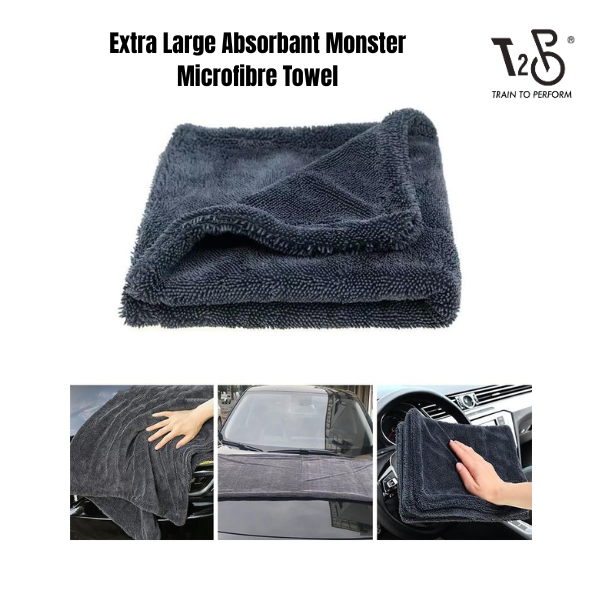 T2P Extra Large Absorbant Monster Microfibre Towel – Ultra Thick Professional Car Wash & Bike Detailing Drying Cloth