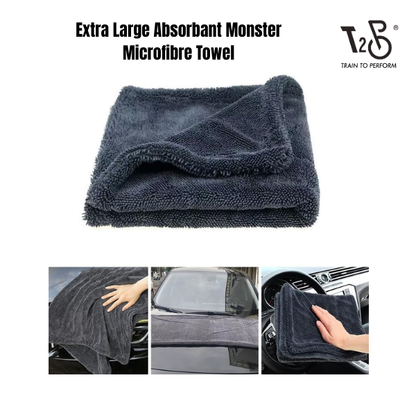T2P Extra Large Absorbant Monster Microfibre Towel – Ultra Thick Professional Car Wash & Bike Detailing Drying Cloth