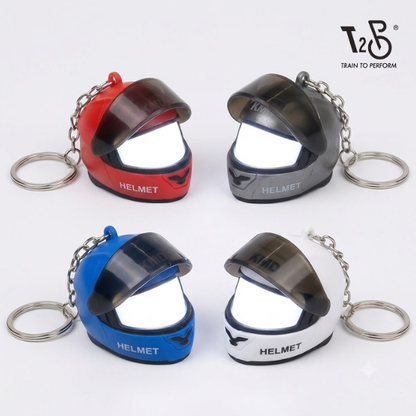 LED Motorcycle Helmet Keychain & Mini Flashlight – Creative Flip-Visor Keyring & Bag Night Light