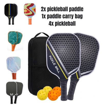 Premium Fiberglass Pickleball Beginner Set – 2x Paddles, 4x Outdoor Balls & Heavy-Duty Carry Bag