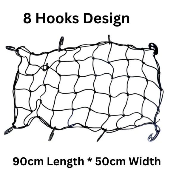 Large Bungee Cargo Net 80x47cm – 8 Adjustable Hooks Premium Latex