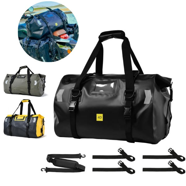 Adventure Waterproof Motorcycle Tail Bag – 40L/66L Heavy-Duty Tarpaulin Dry Duffle Bag for Touring