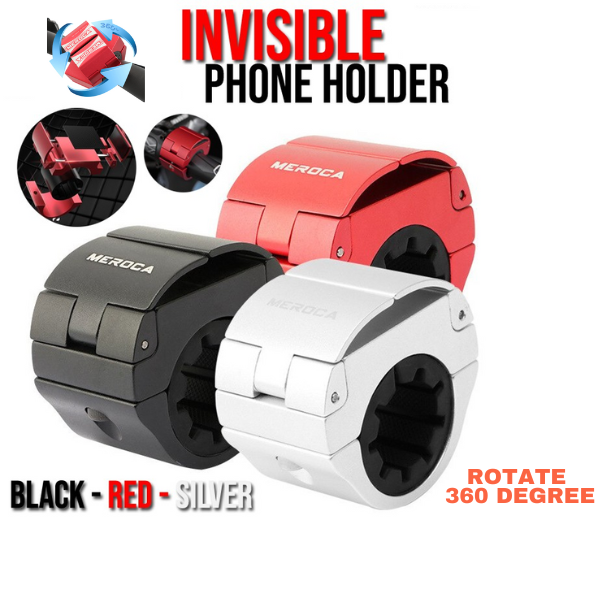 MEROCA Invisible Bicycle Phone Holder | Aluminum Alloy 360 Rotation Handlebar Mount for Bikes and Motorcycles