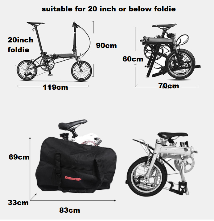 T2P Rhinowalk Foldable Bicycle Transport Bag | 14" to 22" Foldie Carry Case