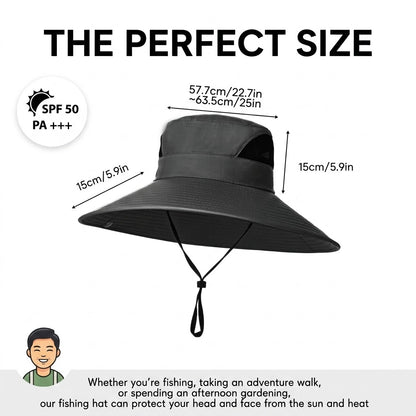 Unisex Wide Brim Sun Hat - Waterproof, Quick-Drying & Breathable Fishing & Hiking Bucket Hat