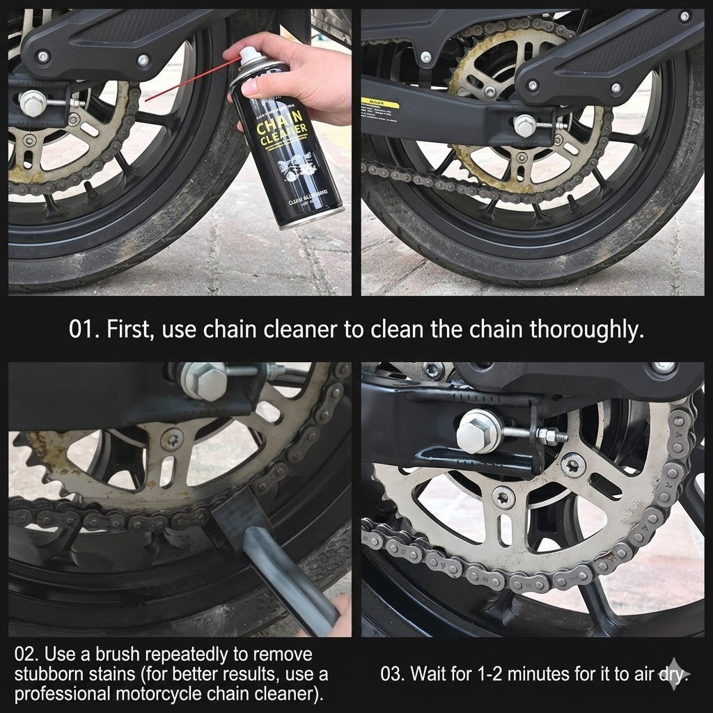 Heavy Duty Motorcycle Chain Cleaner Spray – High-Pressure Drivetrain, Sprocket & O/X/Z-Ring Safe Degreaser (450ml)
