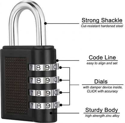Small Size Portable Lock Luggage Locker Lock Premium Zinc Alloy Combination Padlock
