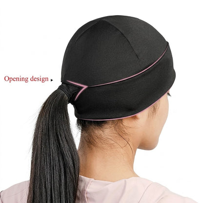 Skull Cap with Ponytail Hole Braid Hole Head Cap Winter Running Beanie Hat Cold Weather Sports