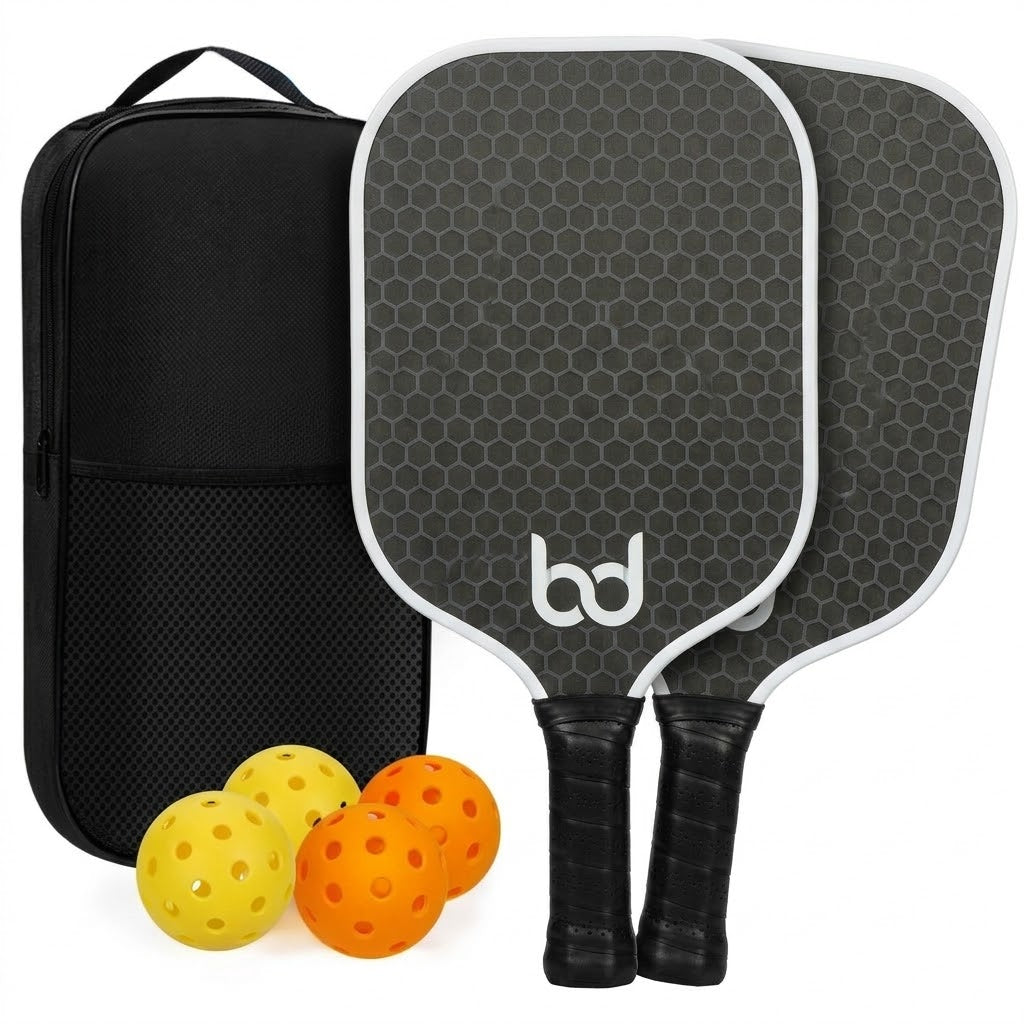 Premium Fiberglass Pickleball Beginner Set – 2x Paddles, 4x Outdoor Balls & Heavy-Duty Carry Bag