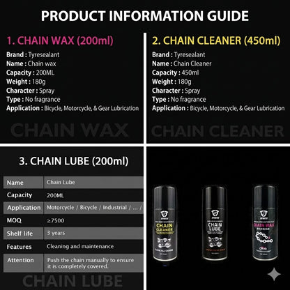 Professional Motorcycle Chain Maintenance Trio – Heavy-Duty Drivetrain Care System
