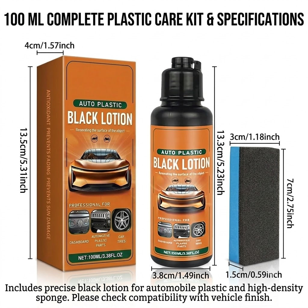 100ml Auto Plastic Restorer Kit Black Lotion for Dashboard Door Panel Bumper Tire Trim