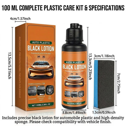 100ml Auto Plastic Restorer Kit Black Lotion for Dashboard Door Panel Bumper Tire Trim