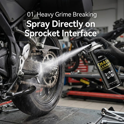 Heavy Duty Motorcycle Chain Cleaner Spray – High-Pressure Drivetrain, Sprocket & O/X/Z-Ring Safe Degreaser (450ml)