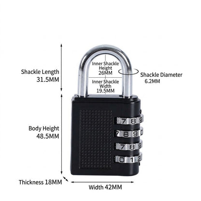 Small Size Portable Lock Luggage Locker Lock Premium Zinc Alloy Combination Padlock