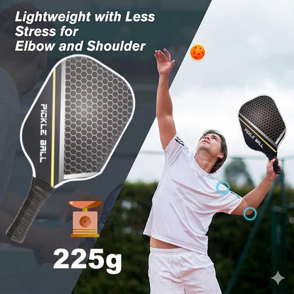 Beginners Elite Pickleball Paddle – 225g Lightweight Fiberglass Racquet with Noise-Reducing Honeycomb Core