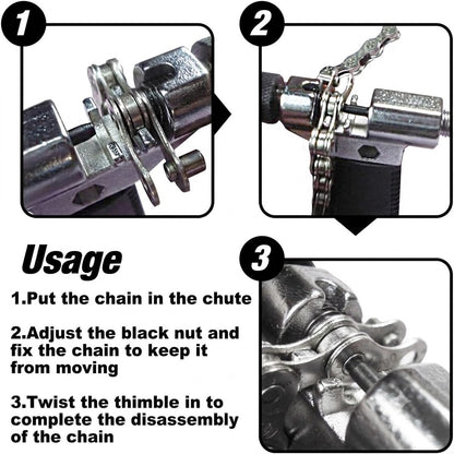 3-Piece Bicycle Chain Repair Tool Kit – Master Link Pliers, Chain Breaker Splitter & Wear Indicator