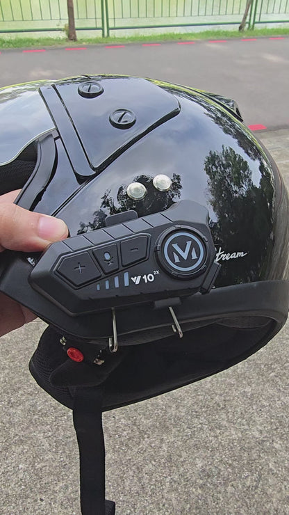 Y10-2X Motorcycle Bluetooth 5.3 Headset – IPX6 Waterproof Intercom with 40mm Graphene Speakers & 32H Battery