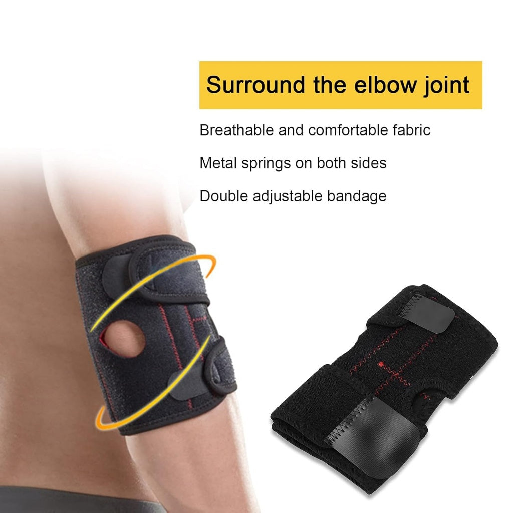 Adjustable Elbow Support Sleeve with Dual Spring Stabilizers – Breathable Compression Arm Wrap for Sports & Active Lifestyle