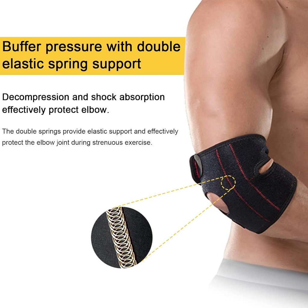 Adjustable Elbow Support Sleeve with Dual Spring Stabilizers – Breathable Compression Arm Wrap for Sports & Active Lifestyle