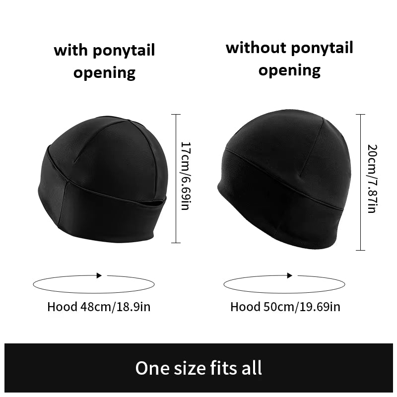 Skull Cap with Ponytail Hole Braid Hole Head Cap Winter Running Beanie Hat Cold Weather Sports