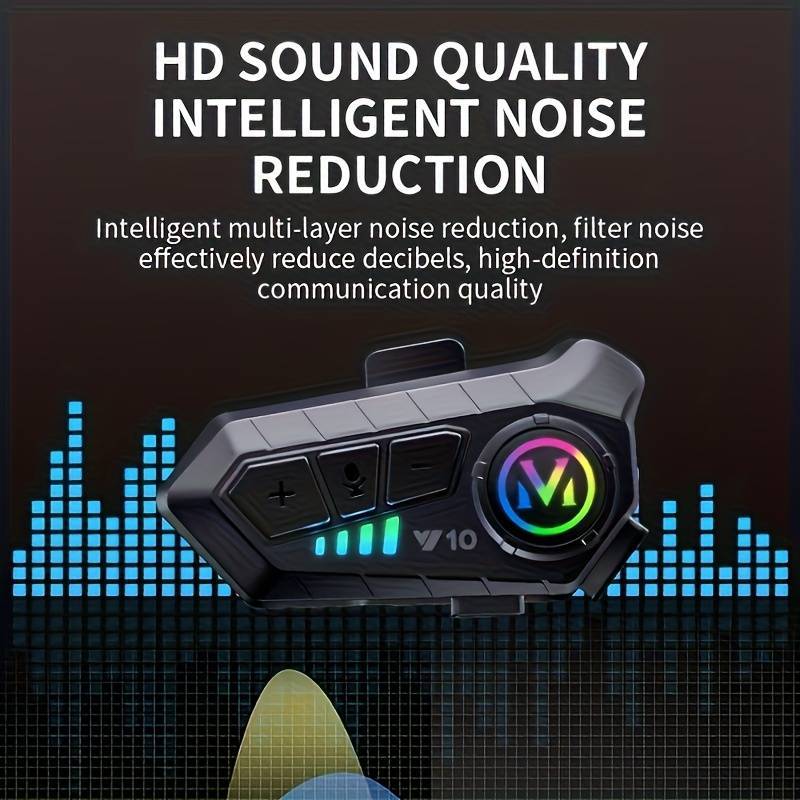 Y10-2X Motorcycle Bluetooth 5.3 Headset – IPX6 Waterproof Intercom with 40mm Graphene Speakers & 32H Battery