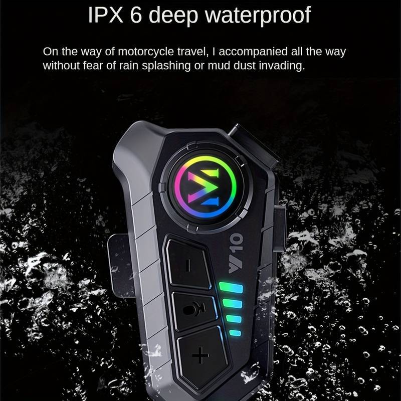 Y10-2X Motorcycle Bluetooth 5.3 Headset – IPX6 Waterproof Intercom with 40mm Graphene Speakers & 32H Battery