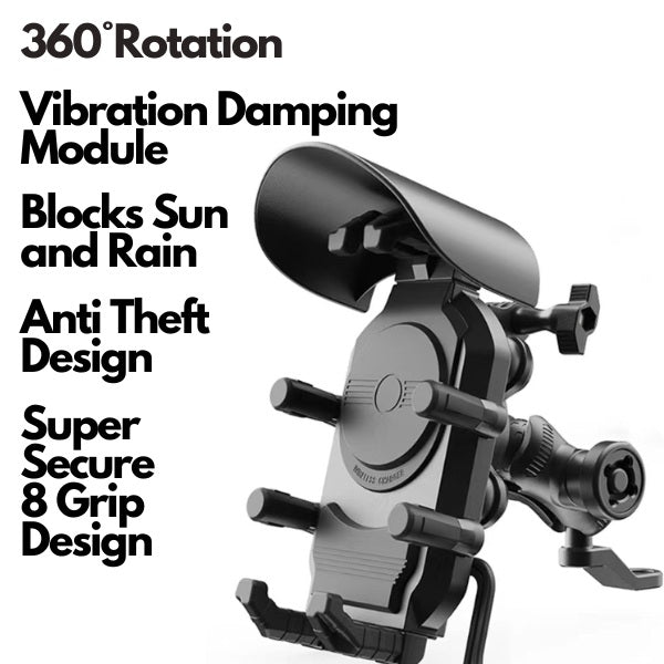 Octopus Grip Anti-Theft Motorcycle Phone Mount – 4-Point Shock Absorbing & Anti-Glare Navigation Holder