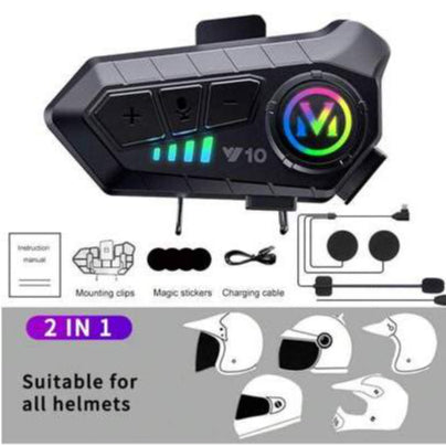 Y10-2X Motorcycle Bluetooth 5.3 Headset – IPX6 Waterproof Intercom with 40mm Graphene Speakers & 32H Battery